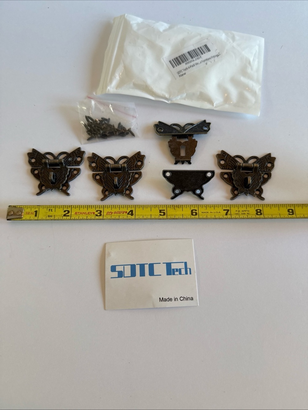 Bronze Decorative Chest Latch Set Butterfly shape.